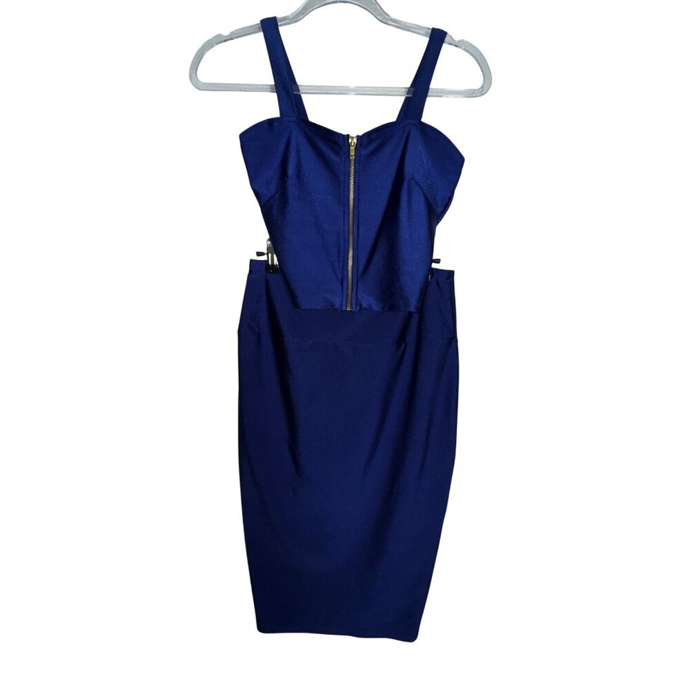 Sexy Y2K Navy Blue Bodycon Skirt Set With Gold Zipper Size‎ Large Club Tight Hot